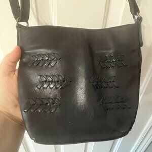 Latico Vintage Navy Blue Leather Braided Detail Crossbody Purse